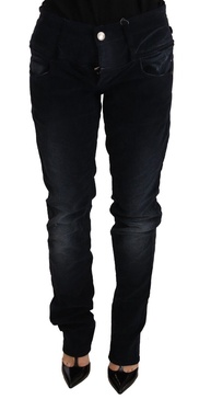 washed cotton  low waist loose fit trousers women's jeans