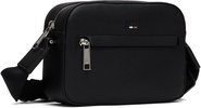 Black Pebble-Grained Faux-Leather Messenger Bag
