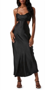 colette cutout satin slipdress in black