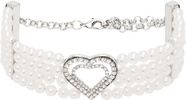 White Faux-Pearl Heart Choker