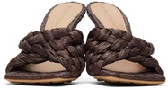 Brown Raffia Stretch Heeled Mules