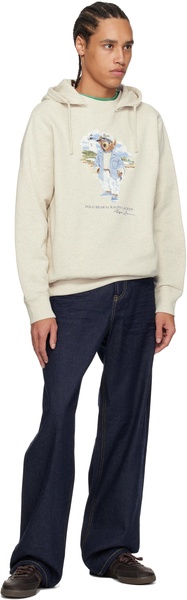 Beige Polo Bear Slub Fleece Hoodie