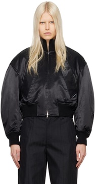 Black satin blend bomber