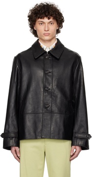 Black Cropped Continental Leather Jacket
