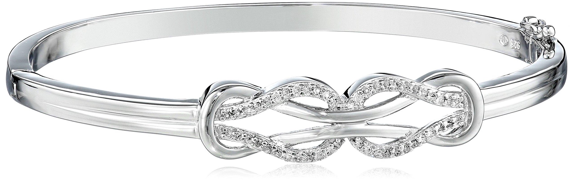 Amazon Essentials Sterling Silver Diamond Double Knot Bangle Bracelet (1/4 cttw, J Color, I3 Clarity) (previously Amazon Collection)