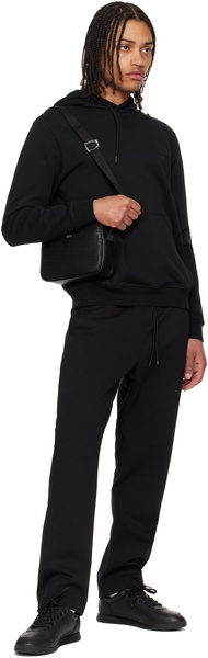 Black Embossed Logo Messenger Bag
