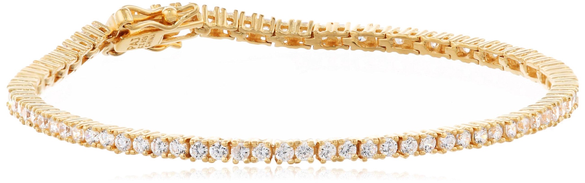 Amazon Essentials Plated Sterling Silver Round Cut Cubic Zirconia Tennis Bracelet (previously Amazon Collection)