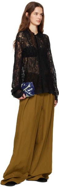 Black Blooming Threadwork Shirt