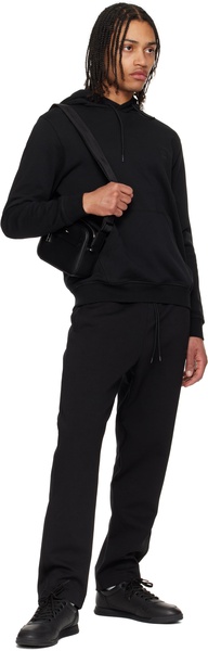 Black Pebble-Grained Faux-Leather Messenger Bag