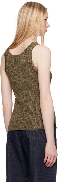 Gold & Brown 'Tom Ford' Metal Plaque Tank Top