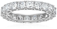 Amazon Essentials Platinum-Plated Sterling Silver Infinite Elements Cubic Zirconia Asscher-cut Eternity Band Ring, (previously Amazon Collection)