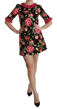 Dolce & Gabbana  Floral Pink Lace A-Line Shift Mini Dress