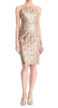 sheath sleeveless sequin dress in champagne gold