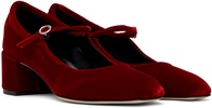 Red Aline Velvet Mary-Jane Heels