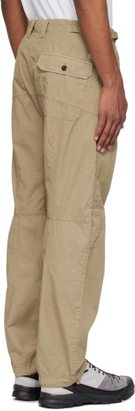 Beige Cotton Gabardine Regular Cargo Pants
