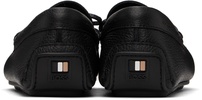 Black Grained-Leather Driver Sole Loafers