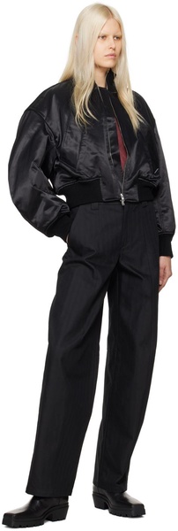 Black satin blend bomber
