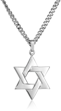 Amazon Essentials Men's Sterling Silver Star of David Pendant with Stainless Steel Chain, 24" (previously Amazon Collection)