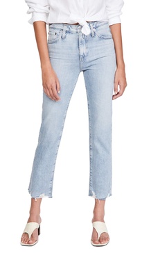 AG Adriano Goldschmied Women's Isabelle High-Rise Straight Leg Crop Jean with Destroyed Hem