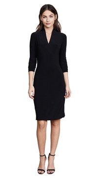 Norma Kamali Women's Long Sleeve Side Draped Dress
