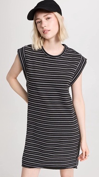 women's heavy jersey muscle dress, black multi, l