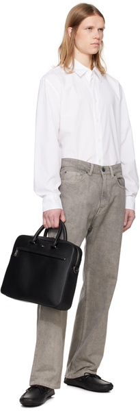 Black Grained-Leather Driver Sole Loafers