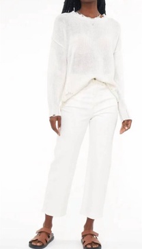elyse sweater in vanilla distressed