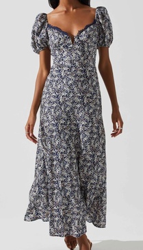 sylvie dress in navy ditsy