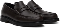 Brown Polished-Leather Loafers