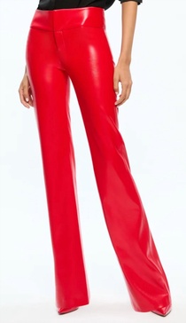 vegan leather bootcut pant in perfect ruby