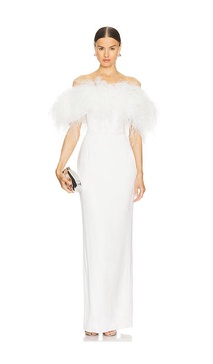 Lola Blanc Strapless Feather Gown