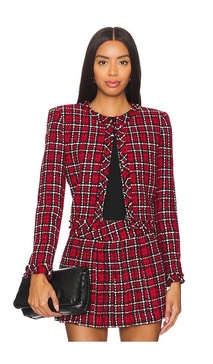 Kidman Jacket in School Girl Plaid Bright Ruby