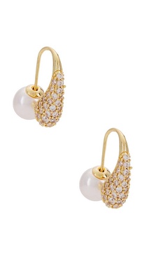 Hooked Pave And Pearl Earrings