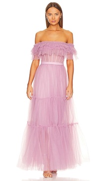 Off Shoulder Tiered Gown