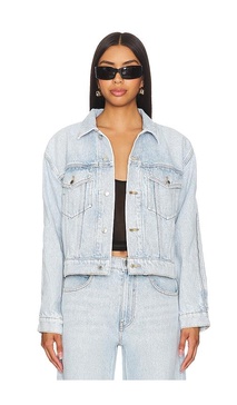 Zipped Sleeve Rounded Trucker Jacket