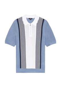 Berlin Half Zip Stripe Colourblock Textured Polo