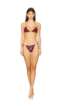Sequin Striped Two Piece Bikini Set