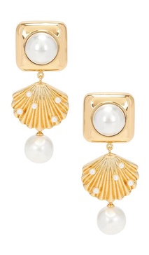 Gold Pearl Shell Earrings