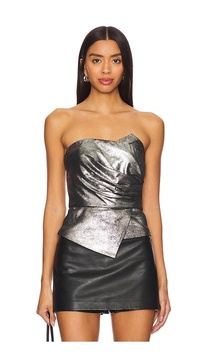 Vallan Leather Crop Top