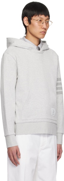 Gray Double Face Knit 4-Bar Hoodie