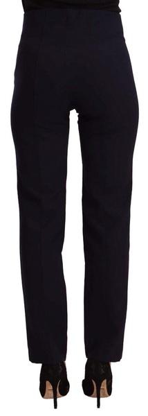 AGLINI Black High Waist Polyester  Straight Pants