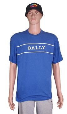 6240604 men's blue cotton printed logo t-shirt