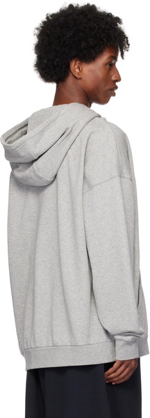 Gray Oversized French Terry Pullover Hoodie