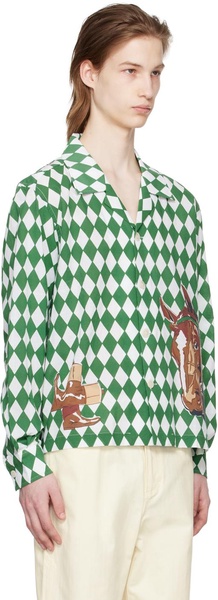 Green & White Jockey Diamond Shirt