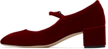 Red Aline Velvet Mary-Jane Heels