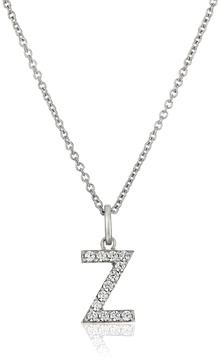 Amazon Essentials Platinum Plated Sterling Silver Infinite Elements Cubic Zirconia Initial Pendant Necklace, (previously Amazon Collection)