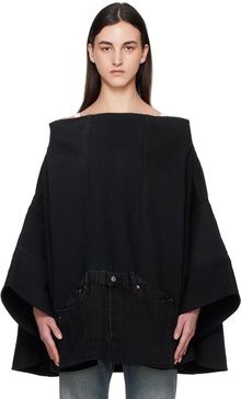 Black Nº73 Sweaterponcho Vintage Denim Jacket