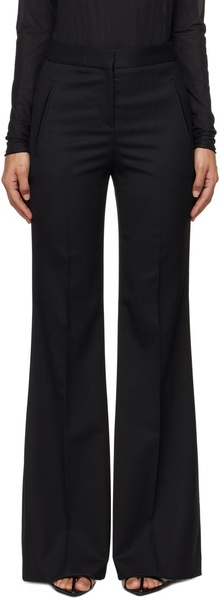 Black Regular-Fit Flared Wool Twill Trousers