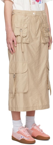 Technical cotton-blend cargo skirt