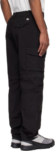 Black Microreps Loose Patch Pocket Cargo Pants